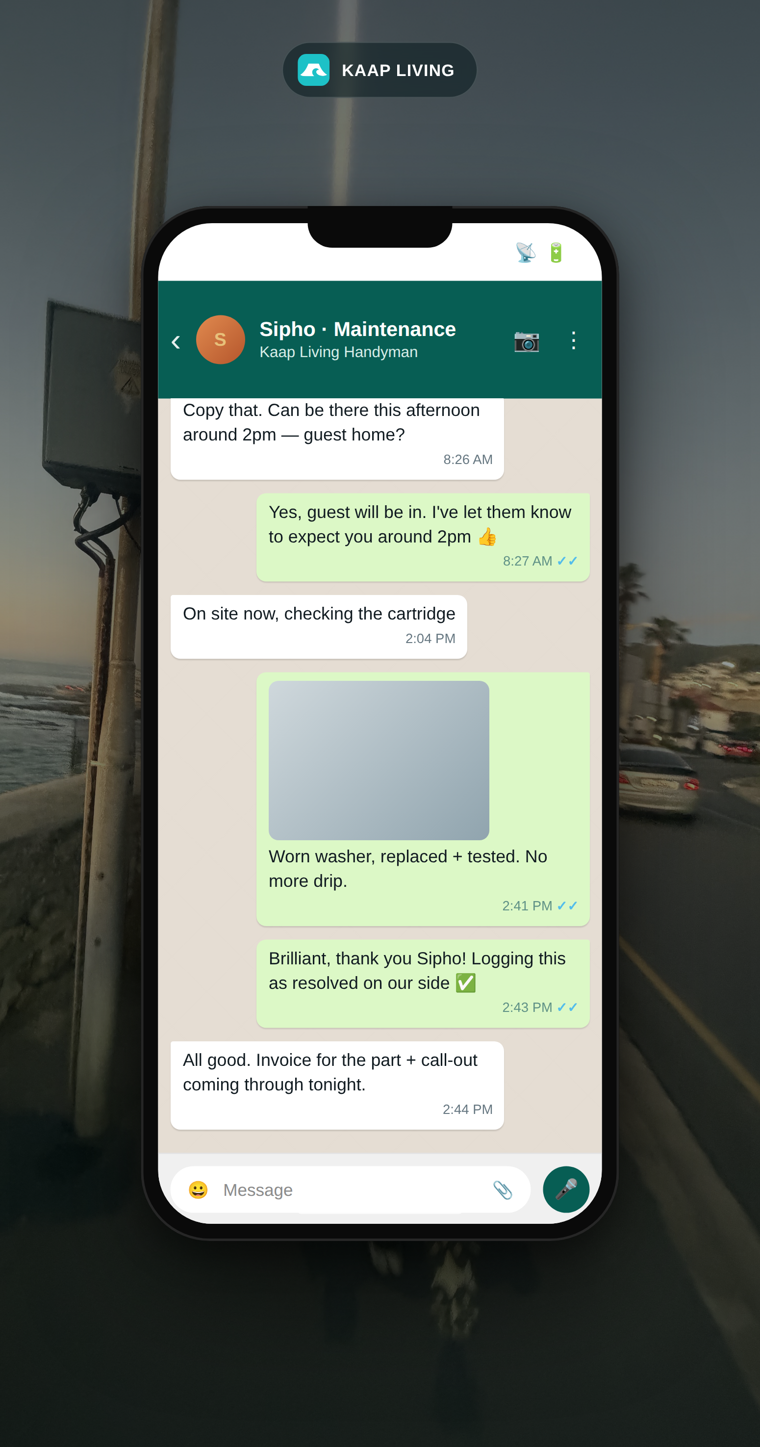 Maintenance chat screenshot